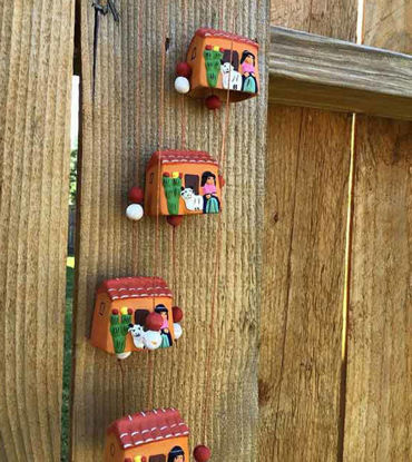 Picture of Cholita’s House Wind Chime - Handmade Terracotta Ornament - Peruvian Folk Art Home Decor