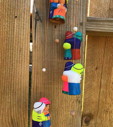 Picture of Cholitos Couple Wind Chime - Handmade Terracotta Ornament - Peruvian Folk Art Decor