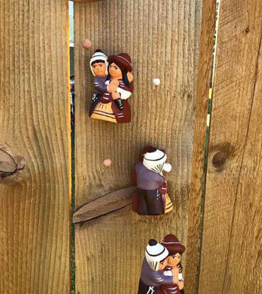 Picture of Cholitos Couple Wind Chime - Handcrafted Peruvian Folk Art in Terracotta