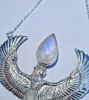 Close-up of the Premium Isis Necklace featuring a white moonstone, symbolizing feminine energy and intuition in Egyptian mythology.