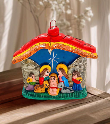 Picture of Christmas Tree Ornaments • Holy Family Set of 2 • Handmade Terracotta Holiday Decor