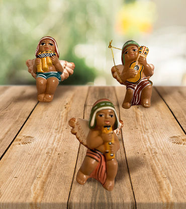Picture of Christmas Tree Musician Angel Ornaments Set – Handmade Peruvian Decorations (Set of 3)