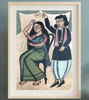 Bengal Patachitra folk art print of a couple, highlighting cultural storytelling with herbal colors.