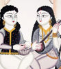 Picture of Bengal Patachitra Folk Art on Paper – Handmade Musical Duet Painting with Herbal Colors - Wall Decor | 22"x14"