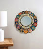 Picture of Decorative Round Mirror 12" Painted Glass, Floral Pattern in different colors, Home Decor, Wall Art, Peruvian, Handmade, 1 unit