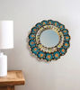 Picture of Decorative Round Mirror 12" Painted Glass, Floral Pattern in different colors, Home Decor, Wall Art, Peruvian, Handmade, 1 unit