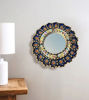Picture of Decorative Round Mirror 12" Painted Glass, Floral Pattern in different colors, Home Decor, Wall Art, Peruvian, Handmade, 1 unit
