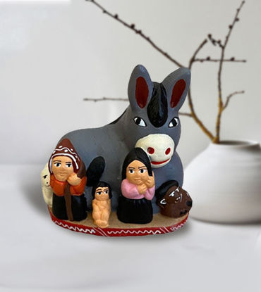 Picture of Donkey and Nativity Scene • Christmas Decor Ornaments • Handmade Peruvian Folk Art