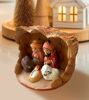 Original Peruvian nativity scene depicting the Holy Family, crafted from clay and natural paints in a Colonial style.