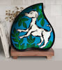 A vibrant hand-painted tray depicts a cheerful dog, celebrating Bengal Patachitra folk artistry.