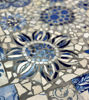 Picture of Blue and White Floral Portuguese Tile Mosaic Tabletop – Handmade Lisbon Art, Antique & Modern Ceramic Tile Design, Indoor/Outdoor Decor