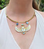 Picture of Cleopatra Scarab Choker Necklace – Egyptian-Inspired Jewelry with Golden Pearl & Abalone Inlay, Brass Adjustable Collar