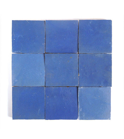 Picture of Royal Blue Zellige 4x4 Tile - Glossy Finish Kitchen Backsplash & Bath