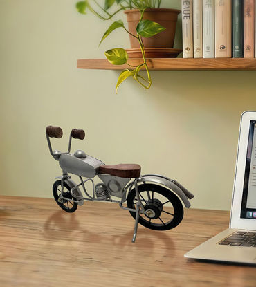Picture of Vintage Style Wooden & Metal Mini Bicycle Showpiece – Antique Look Bike Model Tabletop Decor