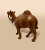 Rustic brown camel figurine made of wood, featuring a rope neck detail, ideal for enhancing shelf and tabletop displays.