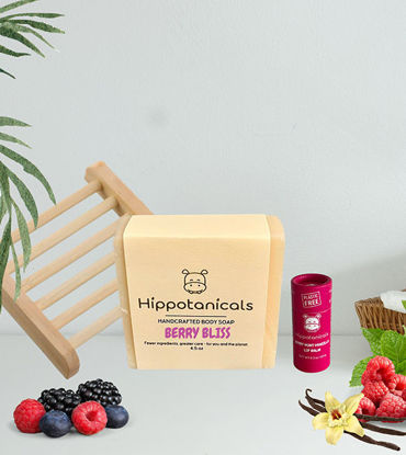 Picture of Spring Vegan Gift Set – Soap + Biodegradable Lip Balm + Bamboo Soap Dish (Plastic-Free) + Optional Personal Note