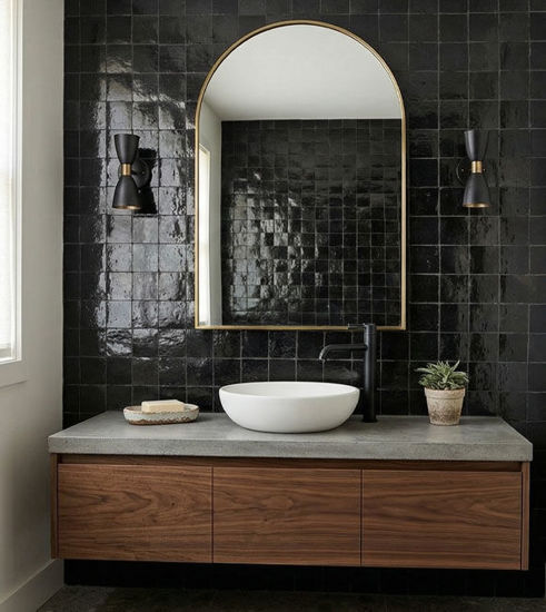 Picture of Custom Made Black Zellige Backsplash 4" x 4" (Per Sqft)